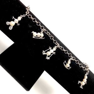 Sterling snd Pearl Snowman Bracelet